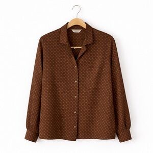 ALICE STUART | Vintage Single Stitch Brown Patterned Button-Up Shirt